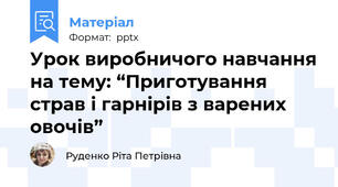 Урок виробничого навчання на тему: “Приготування страв і гарнірів з варених овочів”