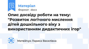 Опис досвіду роботи на тему: "Розвиток логічного мислення дітей дошкільного віку з використанням дидактичних ігор"