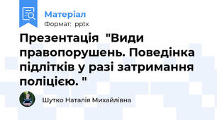 Презентація  "Види правопорушень. Поведінка підлітків у разі затримання поліцією. "