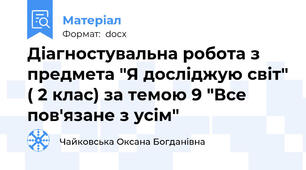 Діагностувальна робота з предмета "Я досліджую світ" ( 2 клас) за темою 9 "Все пов'язане з усім"