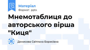 Мнемотаблиця до авторського вірша "Киця"