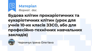 Будова клітин прокаріотичних та еукаріотичних клітин (урок для учнів 10-их класів ЗЗСО, або для професійно-технічних навчальних закладів)