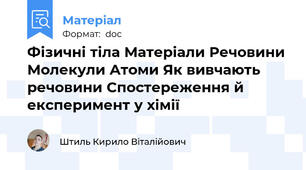 Фізичні тіла Матеріали Речовини Молекули Атоми Як вивчають речовини Спостереження й експеримент у хімії