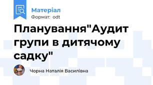 Планування"Аудит групи в дитячому садку"