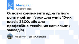 Основні компоненти ядра та його роль у клітині (урок для учнів 10-их класів ЗЗСО, або для професійно-технічних навчальних закладів)