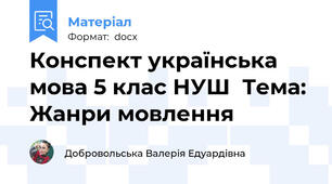 Конспект українська мова 5 клас НУШ  Тема: Жанри мовлення