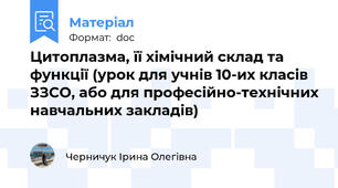 Цитоплазма, її хімічний склад та функції (урок для учнів 10-их класів ЗЗСО, або для професійно-технічних навчальних закладів)