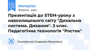 Презентація до STEM-уроку з навколишнього світу "Дихальна система. Дихання". 3 клас. Педагогічна технологія "Росток"