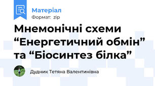 Мнемонічні схеми “Енергетичний обмін” та “Біосинтез білка”