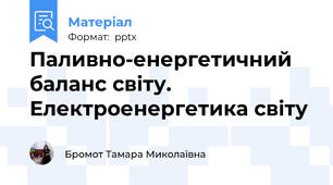 Паливно-енергетичний баланс світу. Електроенергетика світу