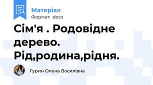 Сім'я . Родовідне дерево. Рід,родина,рідня.