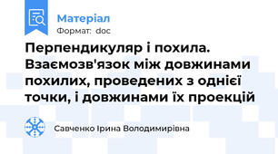 Перпендикуляр і похила. Взаємозв'язок між довжинами похилих, проведених з однієї точки, і довжинами їх проекцій