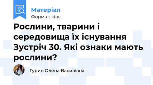 Рослини, тварини і середовища їх існування Зустріч 30. Які ознаки мають рослини?