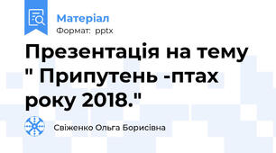 Презентація на тему  " Припутень -птах року 2018."
