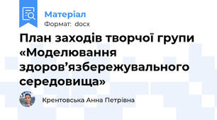 План заходів творчої групи «Моделювання здоров’язбережувального середовища»