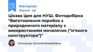 Цікава ідея для НУШ. Фотодобірка "Виготовлення поробок з природничого матеріалу з використанням мочалочок ("м'якого конструктора")"
