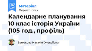 Календарне планування 10 клас історія України (105 год., профіль)