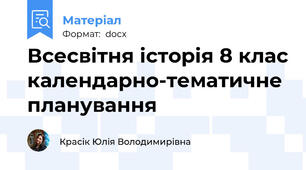 Всесвітня історія 8 клас календарно-тематичне планування
