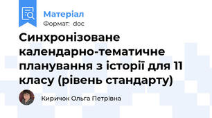 Синхронізоване календарно-тематичне планування з історії для 11 класу (рівень стандарту)