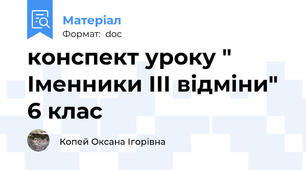 конспект уроку " Іменники ІІІ відміни" 6 клас