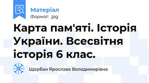 Карта пам'яті. Історія України. Всесвітня історія 6 клас.