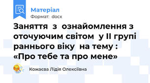 Заняття  з  ознайомлення з оточуючим світом  у ІІ групі раннього віку  на тему : «Про тебе та про мене»