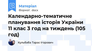 Календарно-тематичне планування історія України 11 клас 3 год на тиждень (105 год)