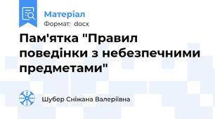 Пам'ятка "Правил поведінки з небезпечними предметами"