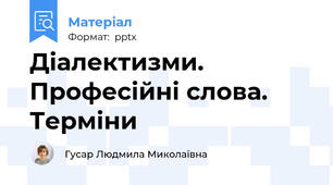 Діалектизми. Професійні слова. Терміни