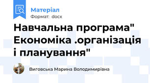 Навчальна програма" Економіка .організація і планування"