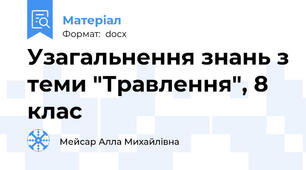 Узагальнення знань з теми "Травлення", 8 клас