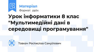 Урок інформатики 8 клас "Мультимедійні дані в середовищі програмування"