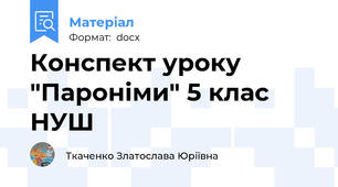 Конспект уроку "Пароніми" 5 клас НУШ