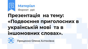Презентація  на тему: «Подвоєння приголосних в українській мові  та в іншомовних словах».