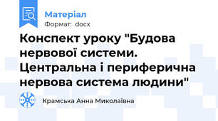 Конспект уроку "Будова нервової системи. Центральна і периферична нервова система людини"