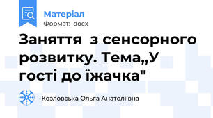 Заняття  з сенсорного  розвитку. Тема,,У гості до їжачка"
