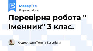 Перевірна робота " Іменник" 3 клас.