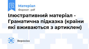 Ілюстративний матеріал - Граматична підказка (країни які вживаються з артиклем)