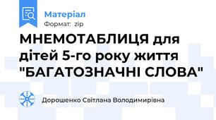 МНЕМОТАБЛИЦЯ для дітей 5-го року життя "БАГАТОЗНАЧНІ СЛОВА"