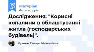 Дослідження: "Корисні копалини в облаштуванні житла (господарських будівель)".