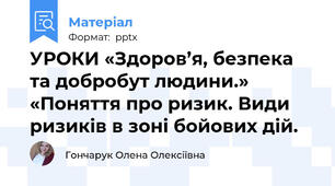 УРОКИ «Здоров’я, безпека та добробут людини.» «Поняття про ризик. Види ризиків в зоні бойових дій.