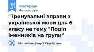 "Тренувальні вправи з української мови для 6 класу на тему "Поділ іменників на групи"