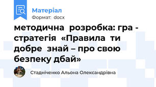 методична  розробка: гра - стратегія  «Правила  ти  добре  знай – про свою  безпеку дбай»