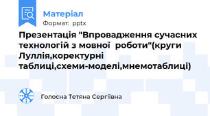 Презентація "Впровадження сучасних технологій з мовної  роботи"(круги Луллія,коректурні таблиці,схеми-моделі,мнемотаблиці)