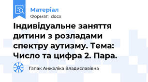 Індивідуальне заняття дитини з розладами спектру аутизму. Тема: Число та цифра 2. Пара.