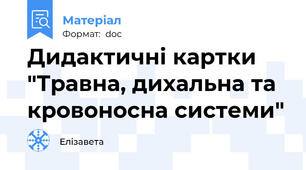 Дидактичні картки "Травна, дихальна та кровоносна системи"