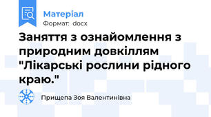 Заняття з ознайомлення з природним довкіллям  "Лікарські рослини рідного краю."