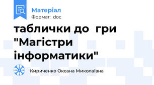 таблички до  гри "Магістри інформатики"