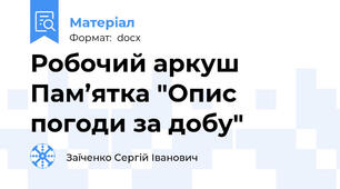 Робочий аркуш Пам’ятка "Опис погоди за добу"