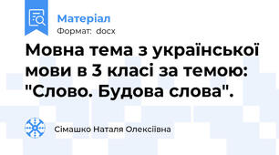 Мовна тема з української мови в 3 класі за темою: "Слово. Будова слова".